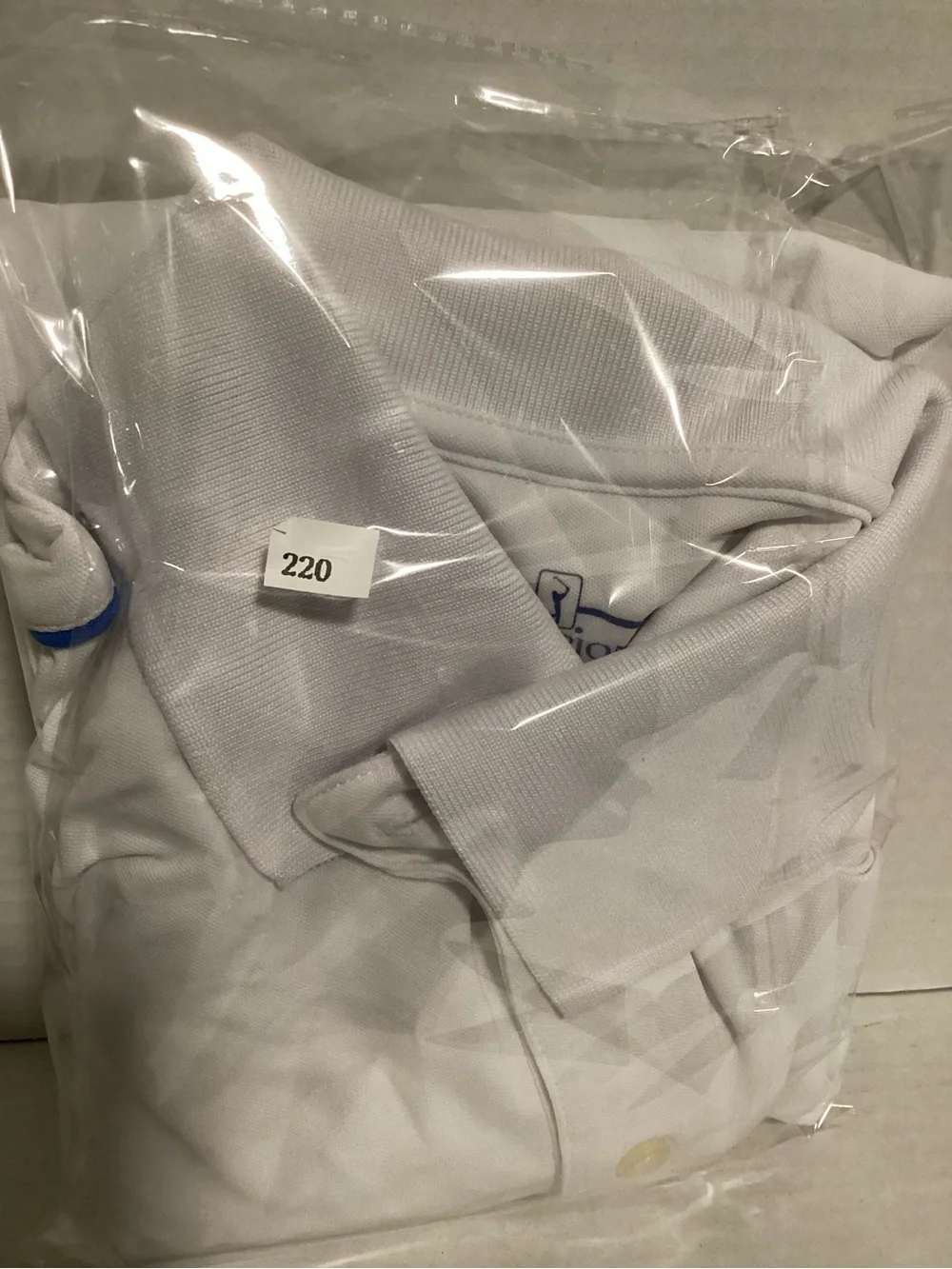 Champion White Polo with Blue Diamond Chest Pattern *GOLFWEAR* Size M - Picture 5 of 5